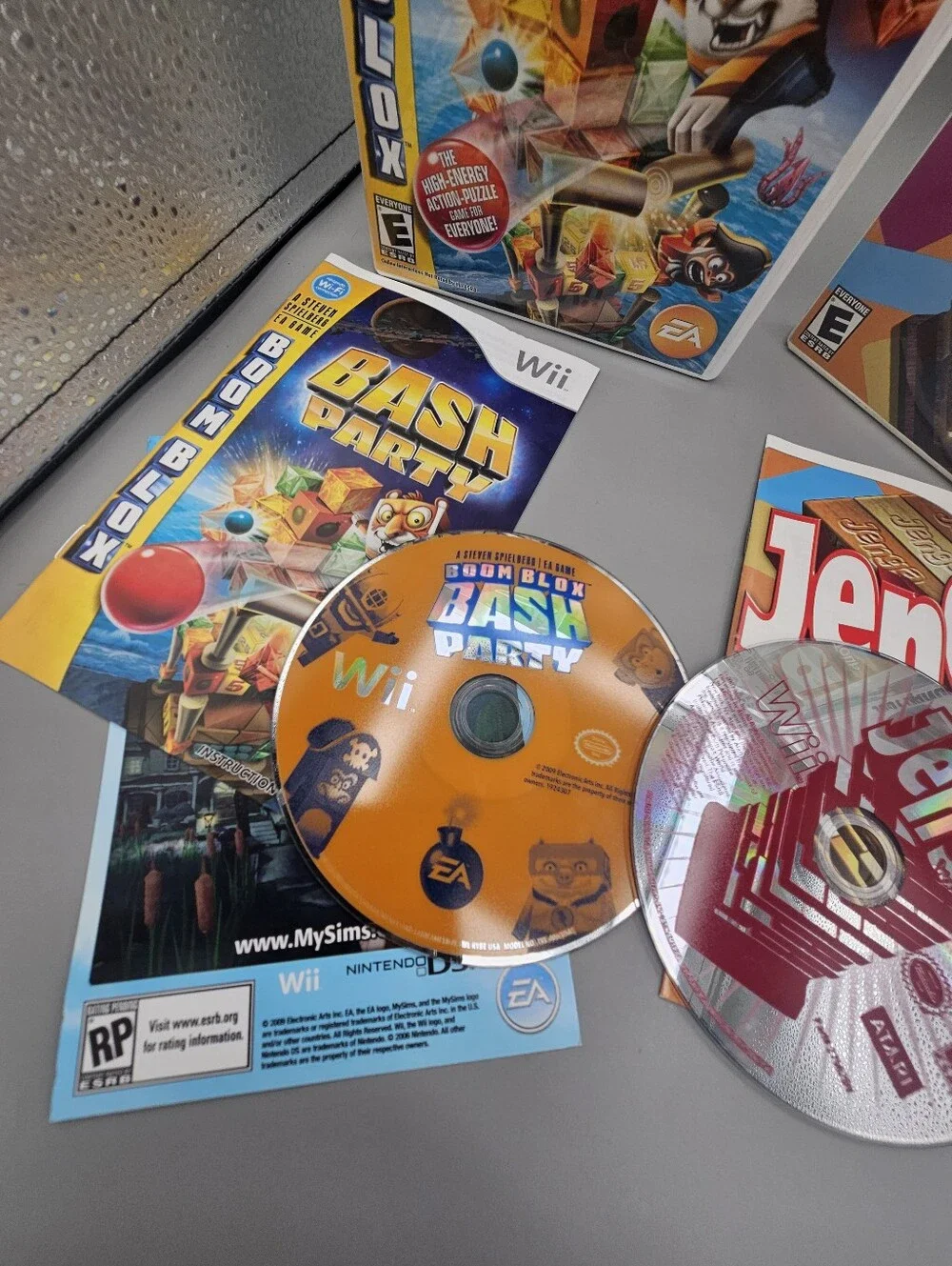 Nintendo Wii Game Lot CIB Boom Blox Bash Party Just Dance 3 Jenga Y2k Vtg Set